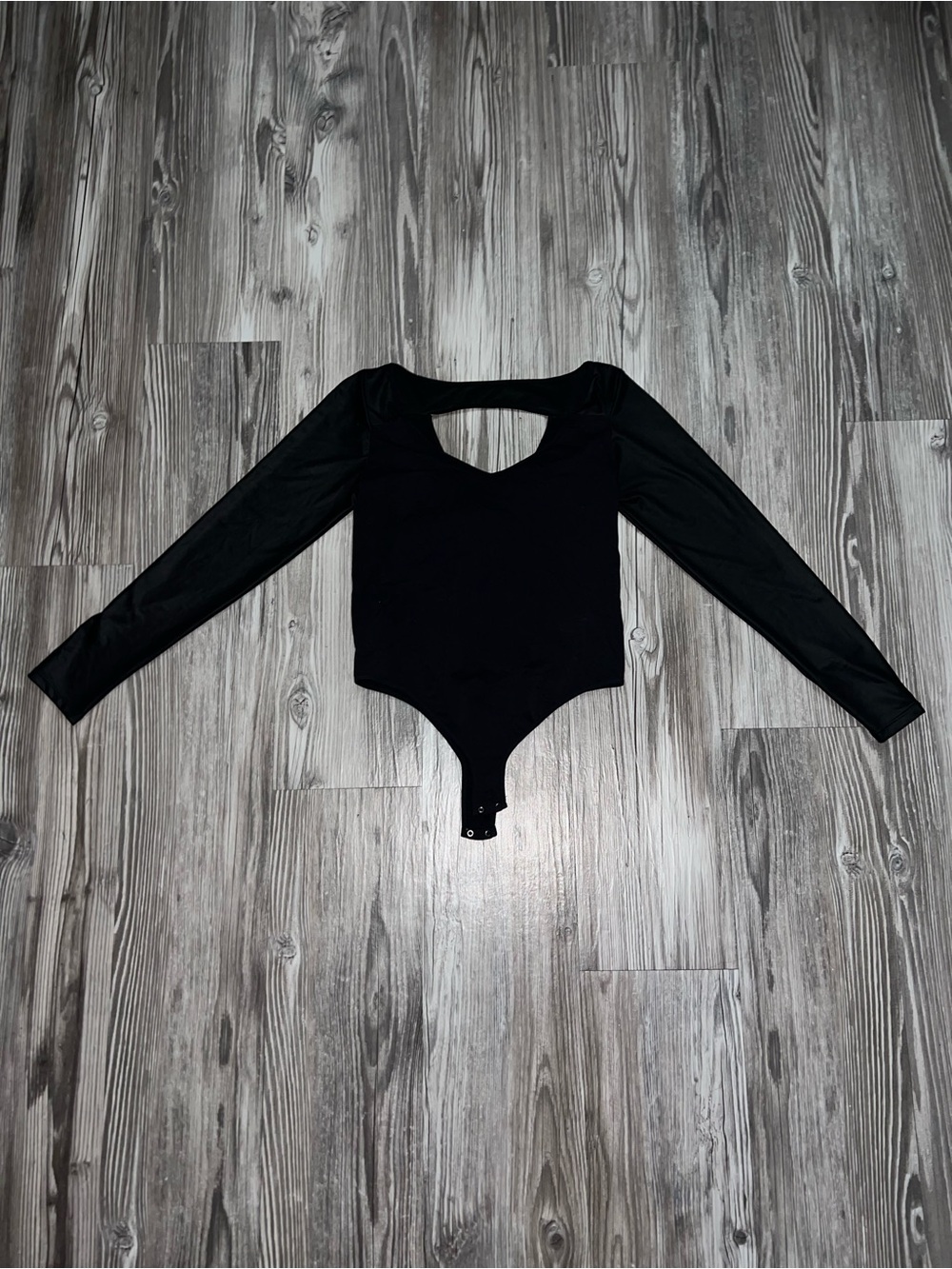 bebe Black Long Sleeve Kids Bodysuit with Scoop Back